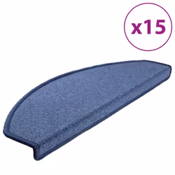 vidaXL 15x Carpet Stair Treads Blue 65x24cm Non Slip Step Rug Mat Protector
