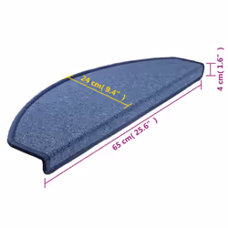 vidaXL 15x Carpet Stair Treads Blue 65x24cm Non Slip Step Rug Mat Protector - Additional view 8