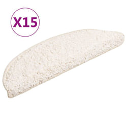 vidaXL Carpet Stair Treads 15 pcs White Stair Mat Protector Runner Rug Carpet