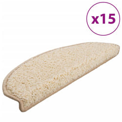 vidaXL Carpet Stair Treads 15 pcs Cream Stair Mat Protector Runner Rug Carpet