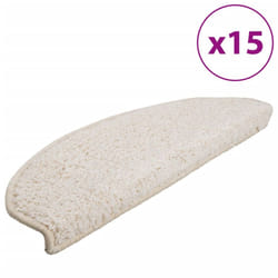 vidaXL Carpet Stair Treads 15 pcs White Stair Mat Protector Runner Rug Carpet