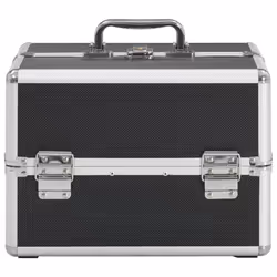 vidaXL Make-up Case Black Aluminium Beauty Case Storage Organiser Vanity Case