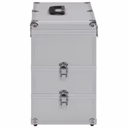 vidaXL Make-up Case 2-Tier Handle Spacious Silver Aluminium Vanity Organiser