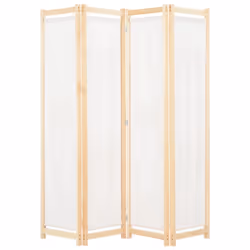 vidaXL 4-Panel Room Divider Cream 160x170cm Fabric Privacy Screen Partition