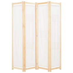 vidaXL 4-Panel Room Divider Cream 160x170cm Fabric Privacy Screen Partition
