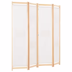 vidaXL 4-Panel Room Divider Cream 160x170cm Fabric Privacy Screen Partition