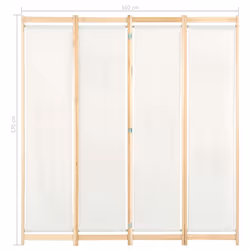 vidaXL 4-Panel Room Divider Cream 160x170cm Fabric Privacy Screen Partition - Additional view 7