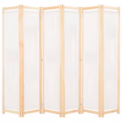 vidaXL 6-Panel Room Divider Cream 240x170cm Fabric Privacy Screen Partition