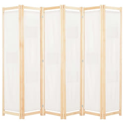 vidaXL 6-Panel Room Divider Cream 240x170cm Fabric Privacy Screen Partition