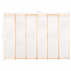 vidaXL 6-Panel Room Divider Cream 240x170cm Fabric Privacy Screen Partition - Additional view 7