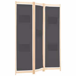 vidaXL 3-Panel Room Divider Grey 120x170cm Fabric Privacy Screen Partition
