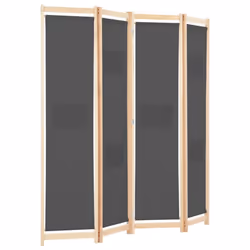 vidaXL 4-Panel Room Divider Grey 160x170cm Fabric Privacy Screen Partition