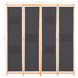 vidaXL 4-Panel Room Divider Grey 160x170cm Fabric Privacy Screen Partition - Additional view 7