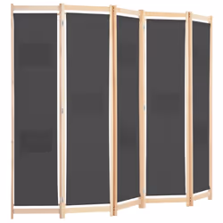 vidaXL 5-Panel Room Divider Grey 200x170cm Fabric Privacy Screen Partition