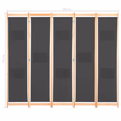 vidaXL 5-Panel Room Divider Grey 200x170cm Fabric Privacy Screen Partition - Additional view 7