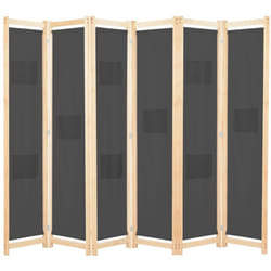 vidaXL 6-Panel Room Divider Grey 240x170cm Fabric Privacy Screen Partition