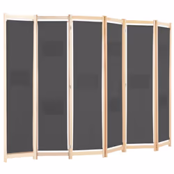 vidaXL 6-Panel Room Divider Grey 240x170cm Fabric Privacy Screen Partition