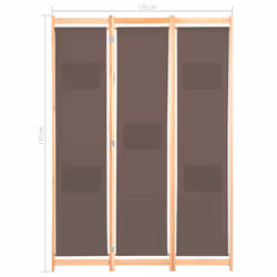 vidaXL 3-Panel Room Divider Brown 120x170cm Fabric Privacy Screen Partition - Additional view 7