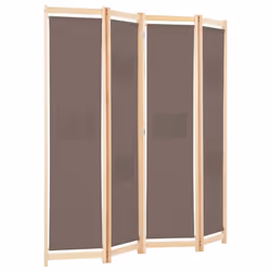 vidaXL 4-Panel Room Divider Brown 160x170cm Fabric Privacy Screen Partition - Additional view 2