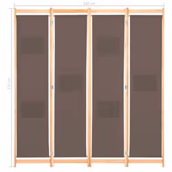 vidaXL 4-Panel Room Divider Brown 160x170cm Fabric Privacy Screen Partition - Additional view 7