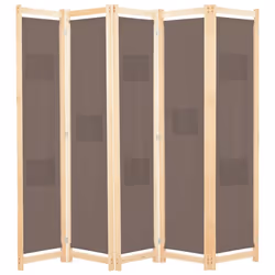 vidaXL 5-Panel Room Divider Brown 200x170cm Fabric Privacy Screen Partition