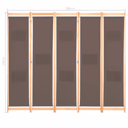 vidaXL 5-Panel Room Divider Brown 200x170cm Fabric Privacy Screen Partition - Additional view 7