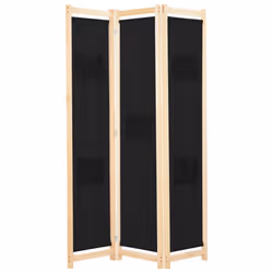 vidaXL 3-Panel Room Divider Black 120x170cm Fabric Privacy Screen Partition