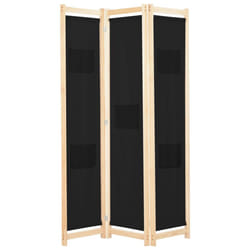 vidaXL 3-Panel Room Divider Black 120x170cm Fabric Privacy Screen Partition