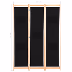 vidaXL 3-Panel Room Divider Black 120x170cm Fabric Privacy Screen Partition - Additional view 7