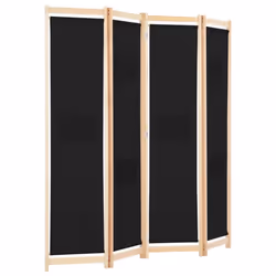vidaXL 4-Panel Room Divider Black 160x170cm Fabric Privacy Screen Partition