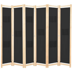 vidaXL 6-Panel Room Divider Black 240x170cm Fabric Privacy Screen Partition