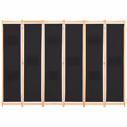 vidaXL 6-Panel Room Divider Black 240x170cm Fabric Privacy Screen Partition