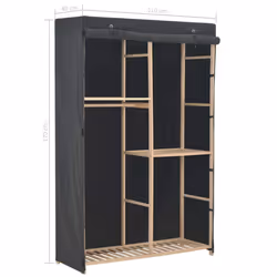 vidaXL 3-Tier Wardrobe Grey 110x40x170cm Fabric Clothes Cabinet Organiser Rack - Additional view 5