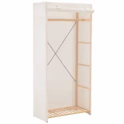 vidaXL Wardrobe White Fabric Clothes Storage Cabinet Organiser Shelves Rack