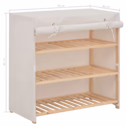 vidaXL Shoe Cabinet with Cover White Fabric Footwear Storage Rack Organiser - Additional view 5