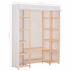 vidaXL Wardrobe Fabric Clothes Storage Cabinet Organiser Shelves Grey/White - white - Additional view 5