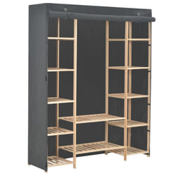 vidaXL Wardrobe Fabric Clothes Storage Cabinet Organiser Shelves Grey/White - grey