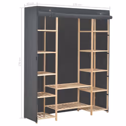 vidaXL Wardrobe Fabric Clothes Storage Cabinet Organiser Shelves Grey/White - grey - Additional view 5