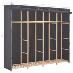vidaXL Wardrobe Grey 200cm Fabric Clothes Storage Cupboard Cabinet Organiser - Additional view 5