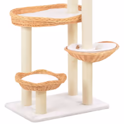 vidaXL Cat Tree with Sisal Scratching Post Natural Willow Wood Kitty Tower - Additional view 4