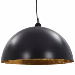 vidaXL 2x Ceiling Lamps Black and Gold Semi-spherical 50cm E27 Pendant Light