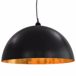 vidaXL 2x Ceiling Lamps Black and Gold Semi-spherical 50cm E27 Pendant Light - Additional view 4