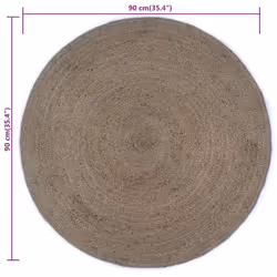 vidaXL Handmade Rug Jute Round 90cm Grey Floor Protector Carpet Mat Decoration - Additional view 5