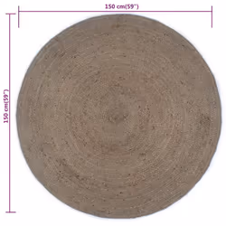 vidaXL Handmade Rug Jute Round 150cm Grey Floor Protector Carpet Decoration - Additional view 5
