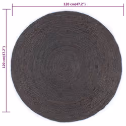 vidaXL Handmade Rug Jute Round 120cm Dark Grey Room Floor Protector Carpet - Additional view 4