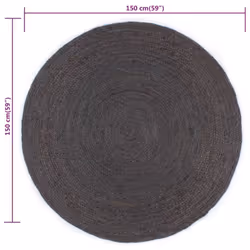 vidaXL Handmade Rug Jute Round 150cm Dark Grey Room Floor Protector Carpet - Additional view 3