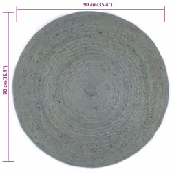 vidaXL Handmade Rug Jute Round 90cm Olive Green Room Floor Protector Carpet - Additional view 4