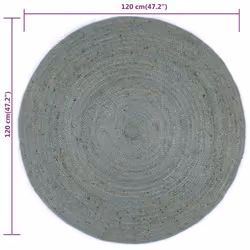vidaXL Handmade Rug Jute Round 120cm Olive Green Room Floor Protector Carpet - Additional view 4