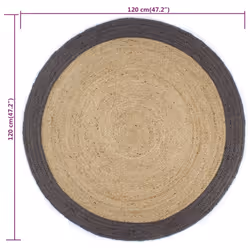 vidaXL Handmade Rug Jute with Dark Grey Border 120cm Floor Protector Carpet - Additional view 3