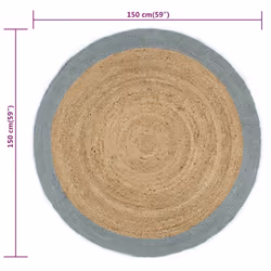 vidaXL Handmade Rug Jute with Olive Green Border 150cm Floor Protector Carpet - Additional view 3
